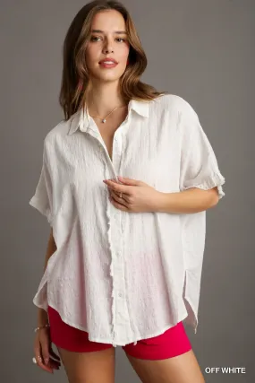 Umgee Textured Cotton Top in Off White