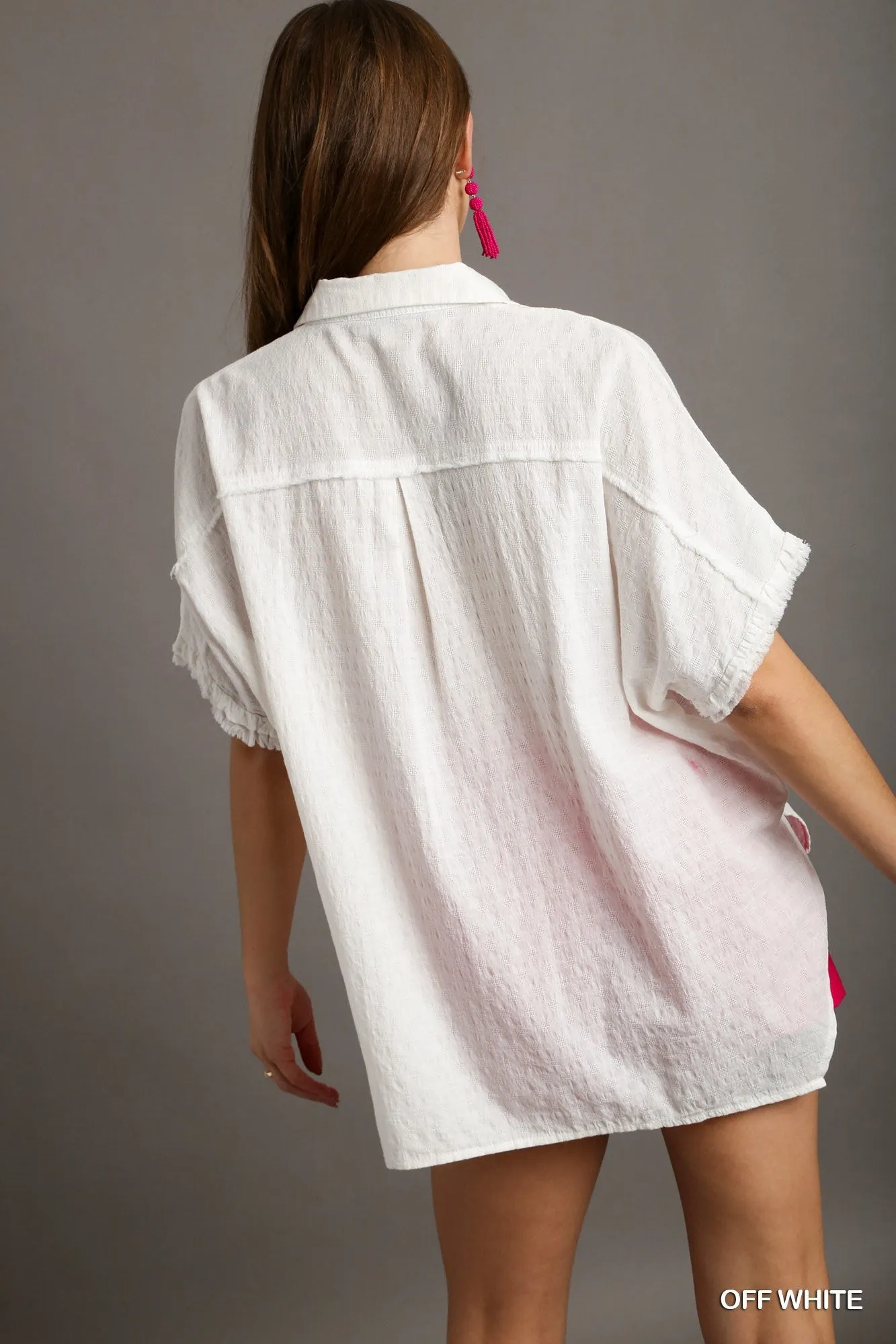 Umgee Textured Cotton Top in Off White