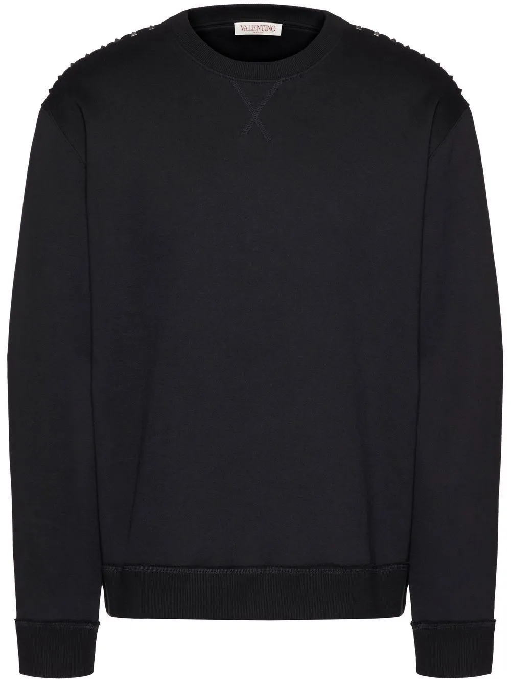 VALENTINO  |Crew Neck Pullovers Nylon Studded Long Sleeves Plain Cotton