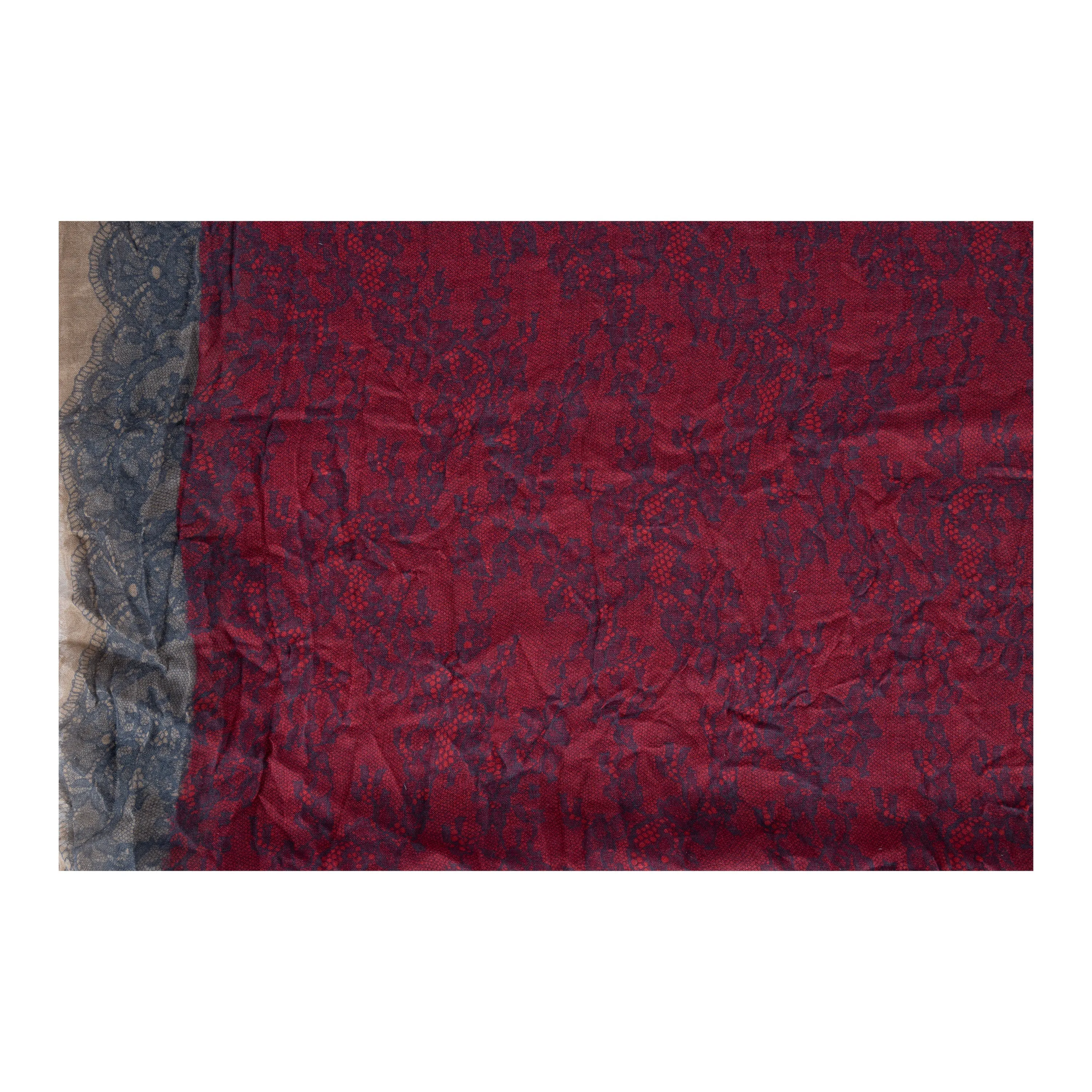 Valentino Red Lace Printed Scarf - '10s