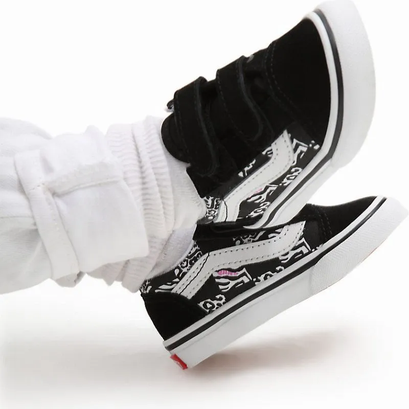 Vans TODDLER OLD SKOOL HOOK AND LOOP SHOES (1-4 YEARS) (BLACK) BLACK