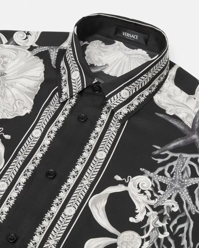 VERSACE  |Flower Patterns Silk Long Sleeves Logo Luxury Shirts