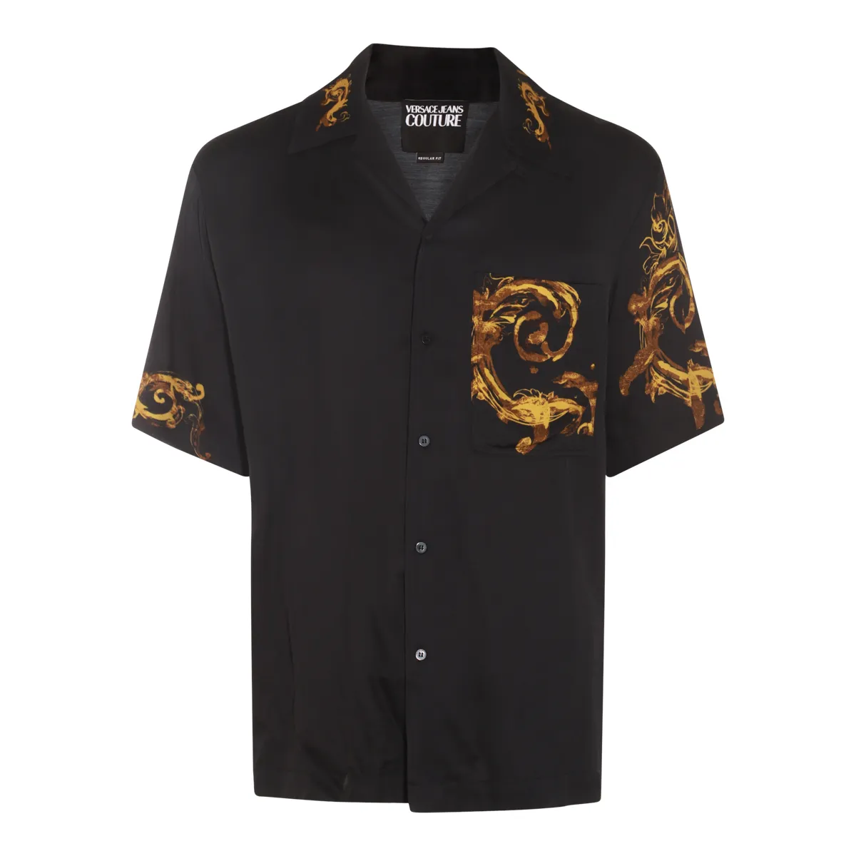 VERSACE JEANS  |Bi-color Short Sleeves Front Button Shirts