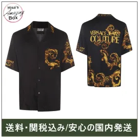 VERSACE JEANS  |Bi-color Short Sleeves Front Button Shirts