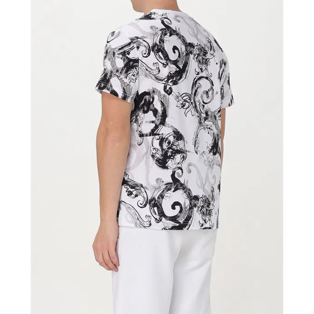 VERSACE JEANS  |Crew Neck Cotton Short Sleeves Logo Crew Neck T-Shirts