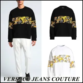 VERSACE JEANS  |Unisex Street Style Long Sleeves Cotton Logo Sweatshirts