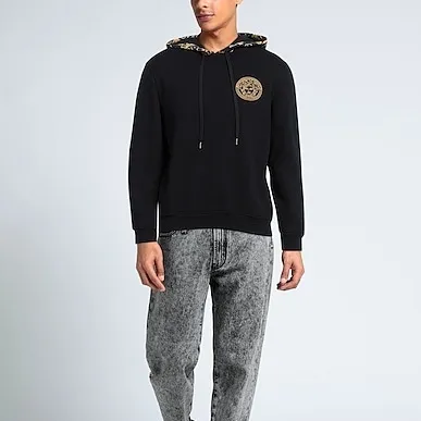 VERSACE  |Unisex Street Style Long Sleeves Plain Cotton Logo Luxury