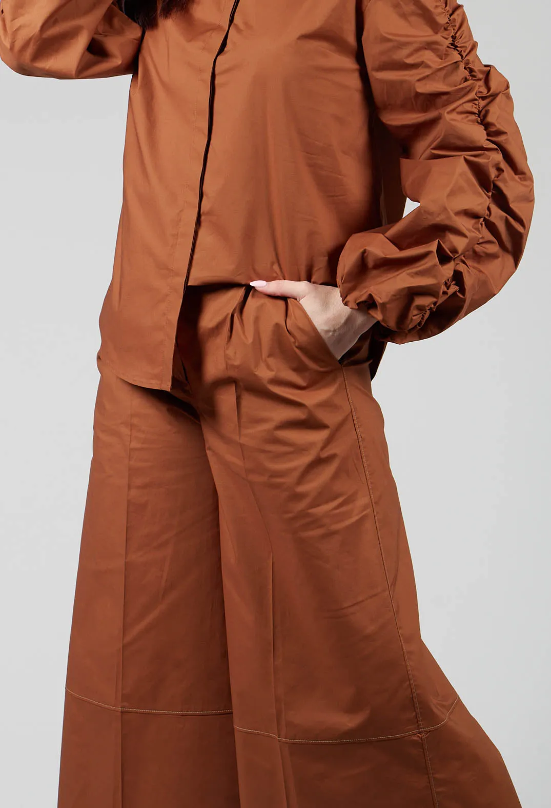 Wide Leg Trousers in Tobacco