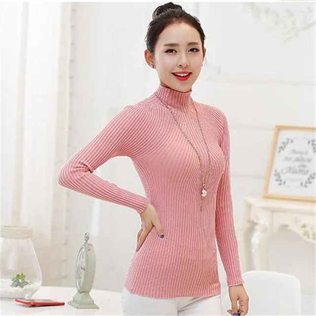 Women Sweaters Plus Size 8 Colors Computer Knitted Long Sleeve Casual Regular Tuttleneck Wool Pullovers SM6