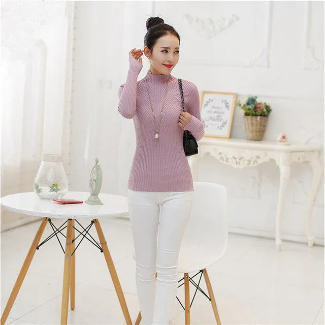 Women Sweaters Plus Size 8 Colors Computer Knitted Long Sleeve Casual Regular Tuttleneck Wool Pullovers SM6