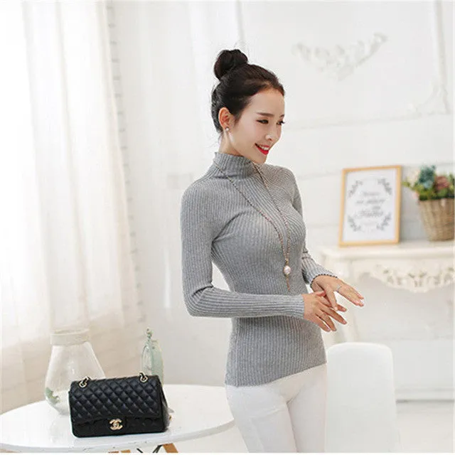 Women Sweaters Plus Size 8 Colors Computer Knitted Long Sleeve Casual Regular Tuttleneck Wool Pullovers SM6