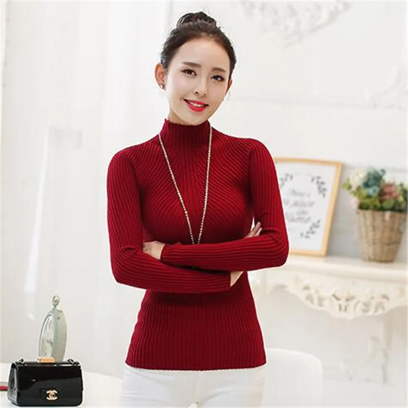 Women Sweaters Plus Size 8 Colors Computer Knitted Long Sleeve Casual Regular Tuttleneck Wool Pullovers SM6