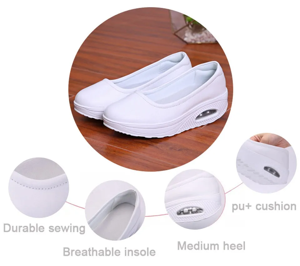 Women's Concise Style Solid Round Toe Slip-on Hollow Casual Shoes