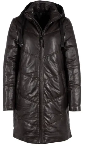 Women's long brown \vallie\ down jacket