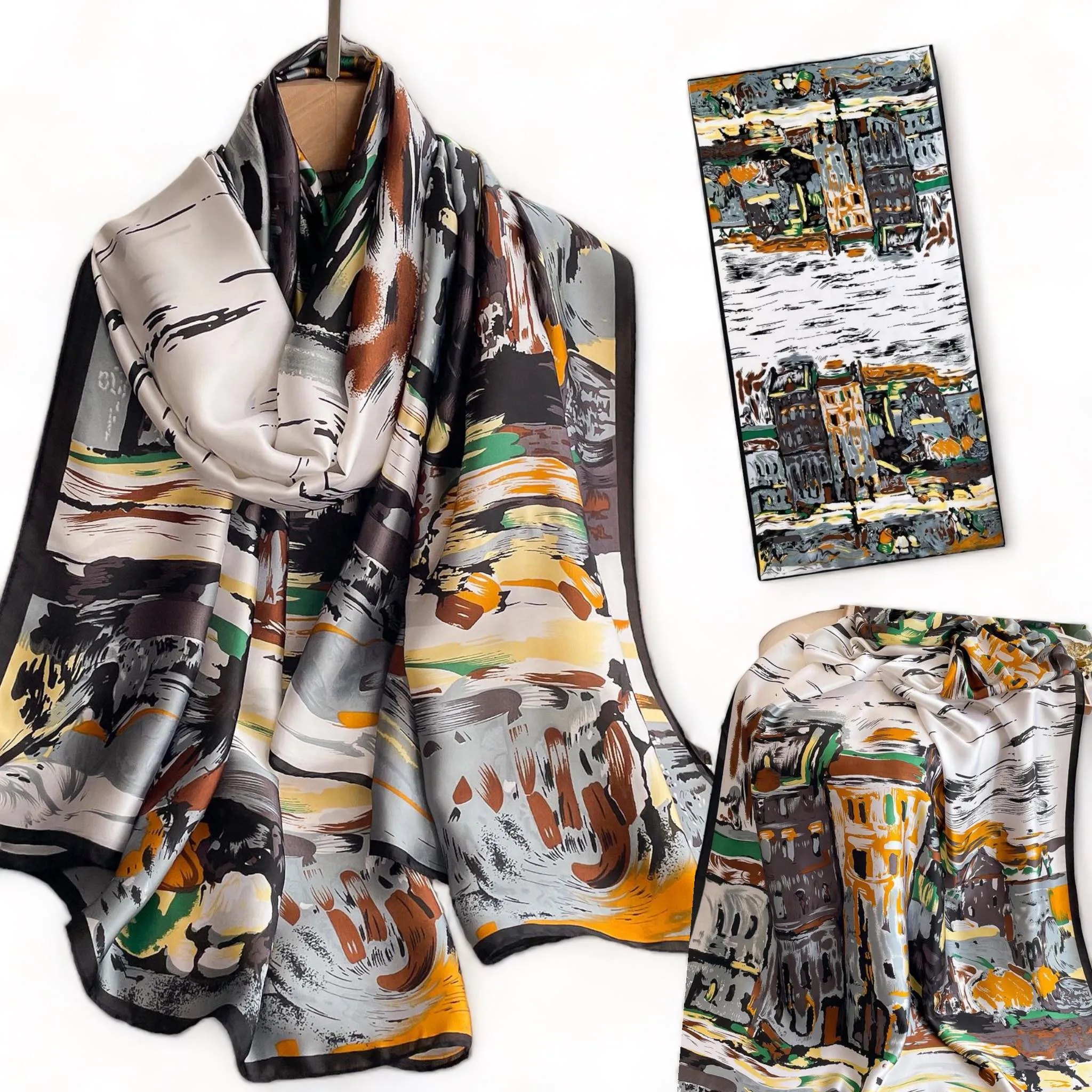 WRAP Large Silky Rectangular Printed Scarf