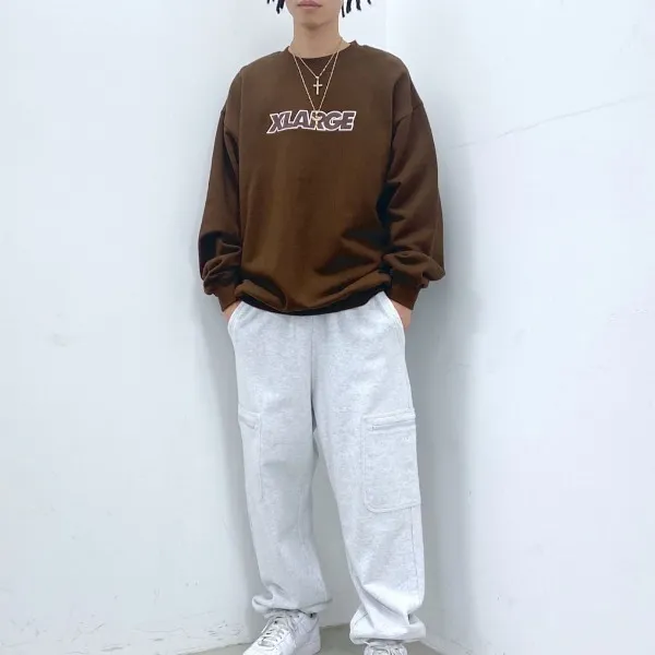 X-Large  |Pullovers Unisex Sweat Street Style Long Sleeves Plain