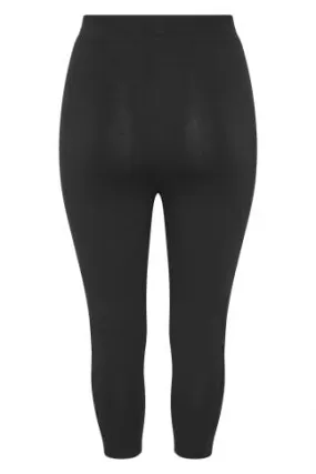 YOURS Curve Black Lace Stretch Cropped Leggings