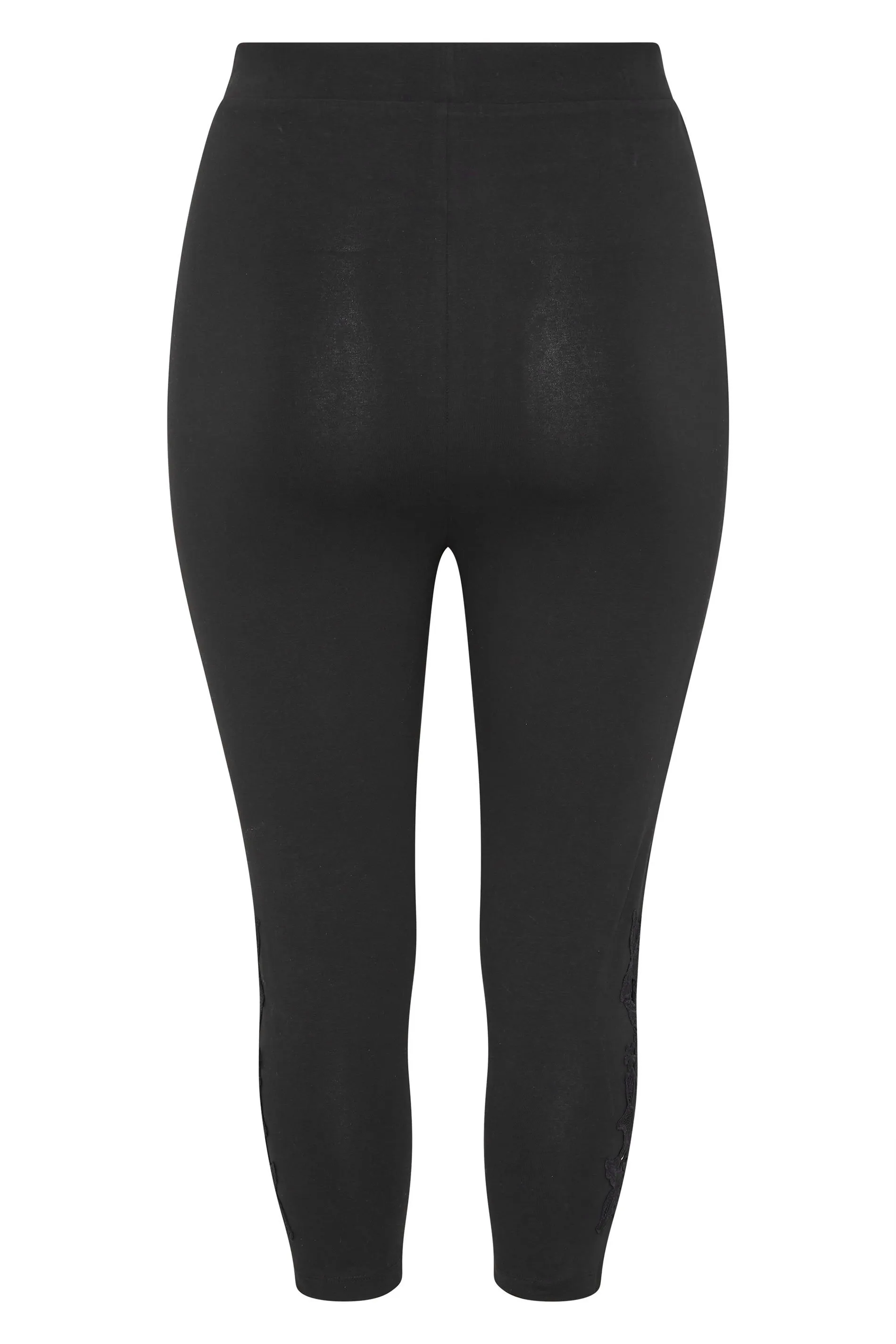 YOURS Curve Black Lace Stretch Cropped Leggings