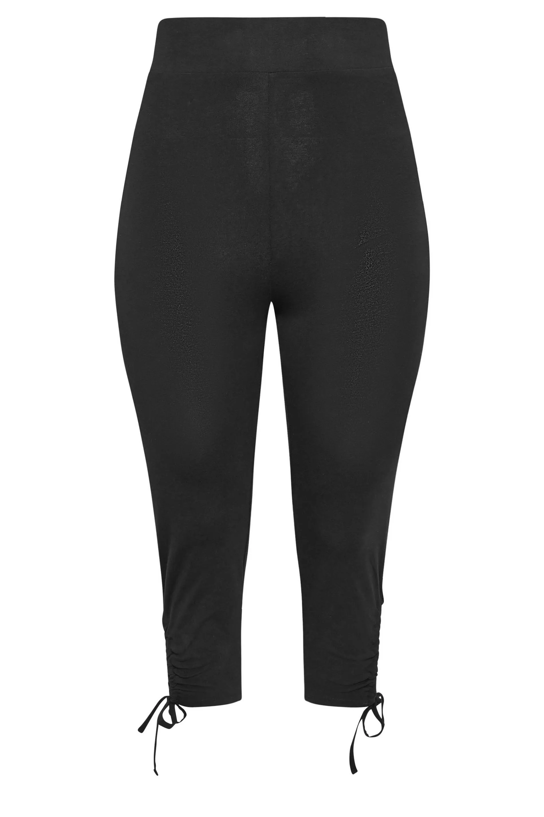 YOURS Curve Black Tie Hem Cropped Leggings