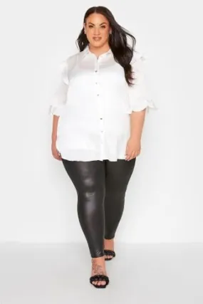 YOURS Curve Black Wet Look Stretch Leggings