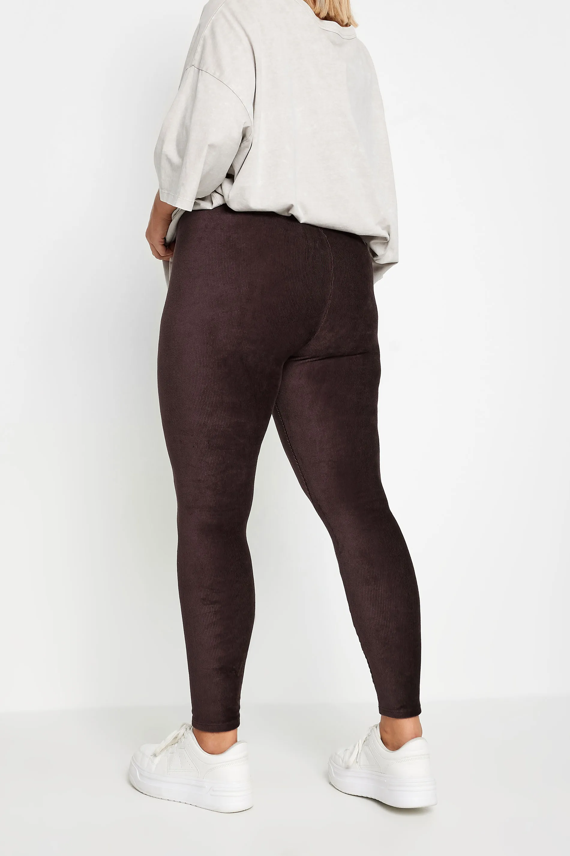 YOURS Curve Chocolate Brown Cord Stretch Leggings