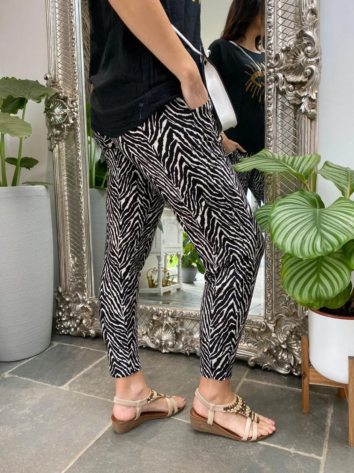 Zebra Print Soft Touch Trousers