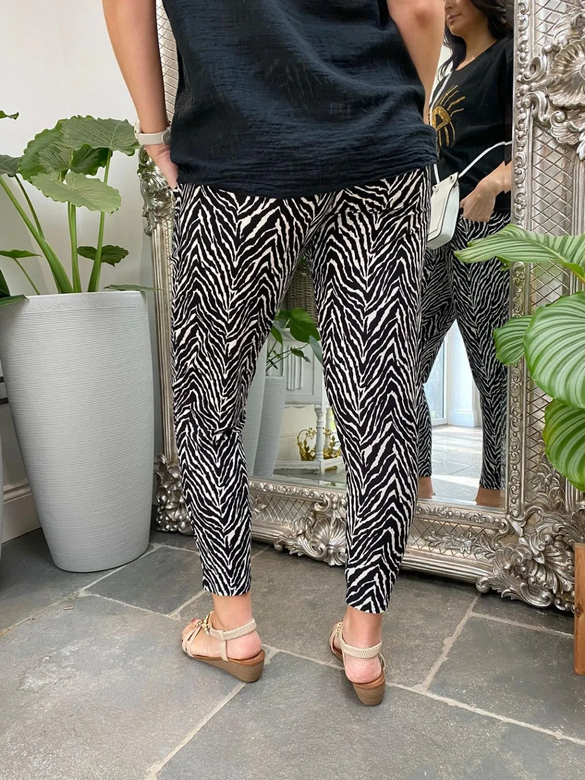 Zebra Print Soft Touch Trousers