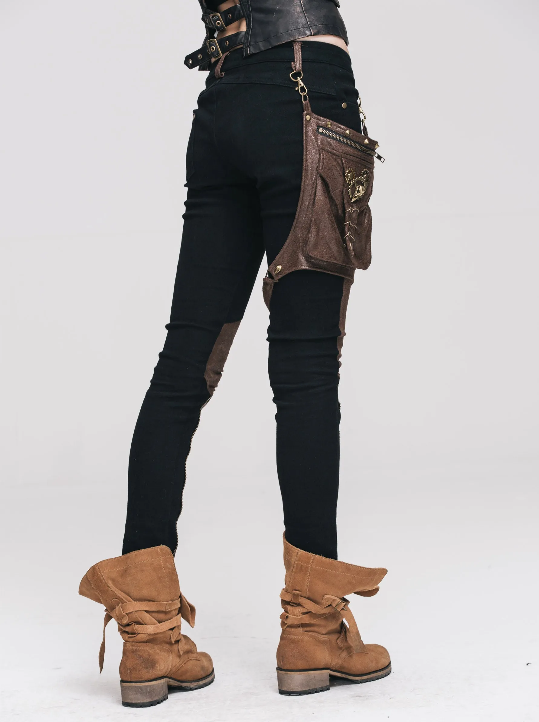 Zipped Steampunk Skinny Pants