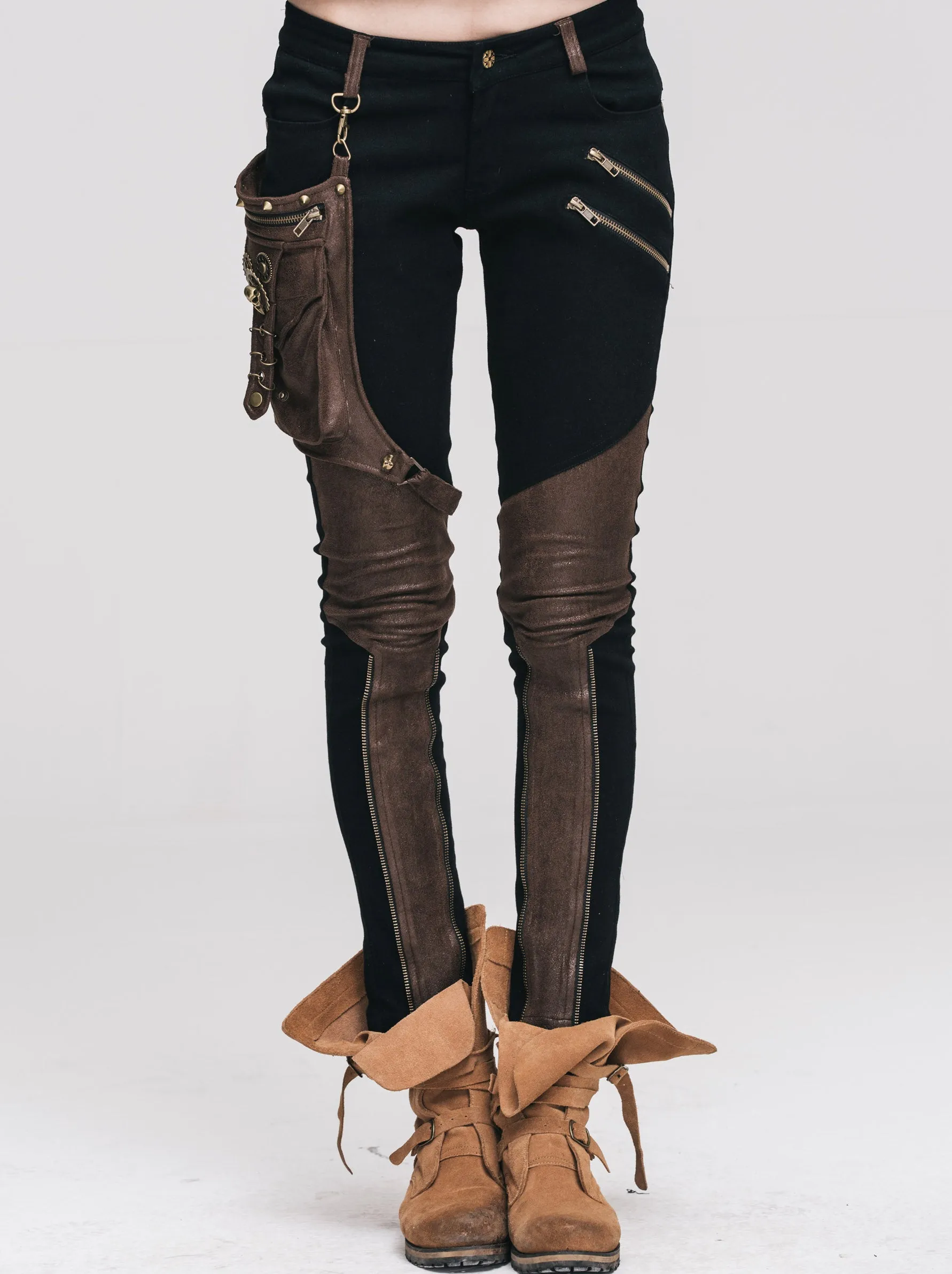 Zipped Steampunk Skinny Pants