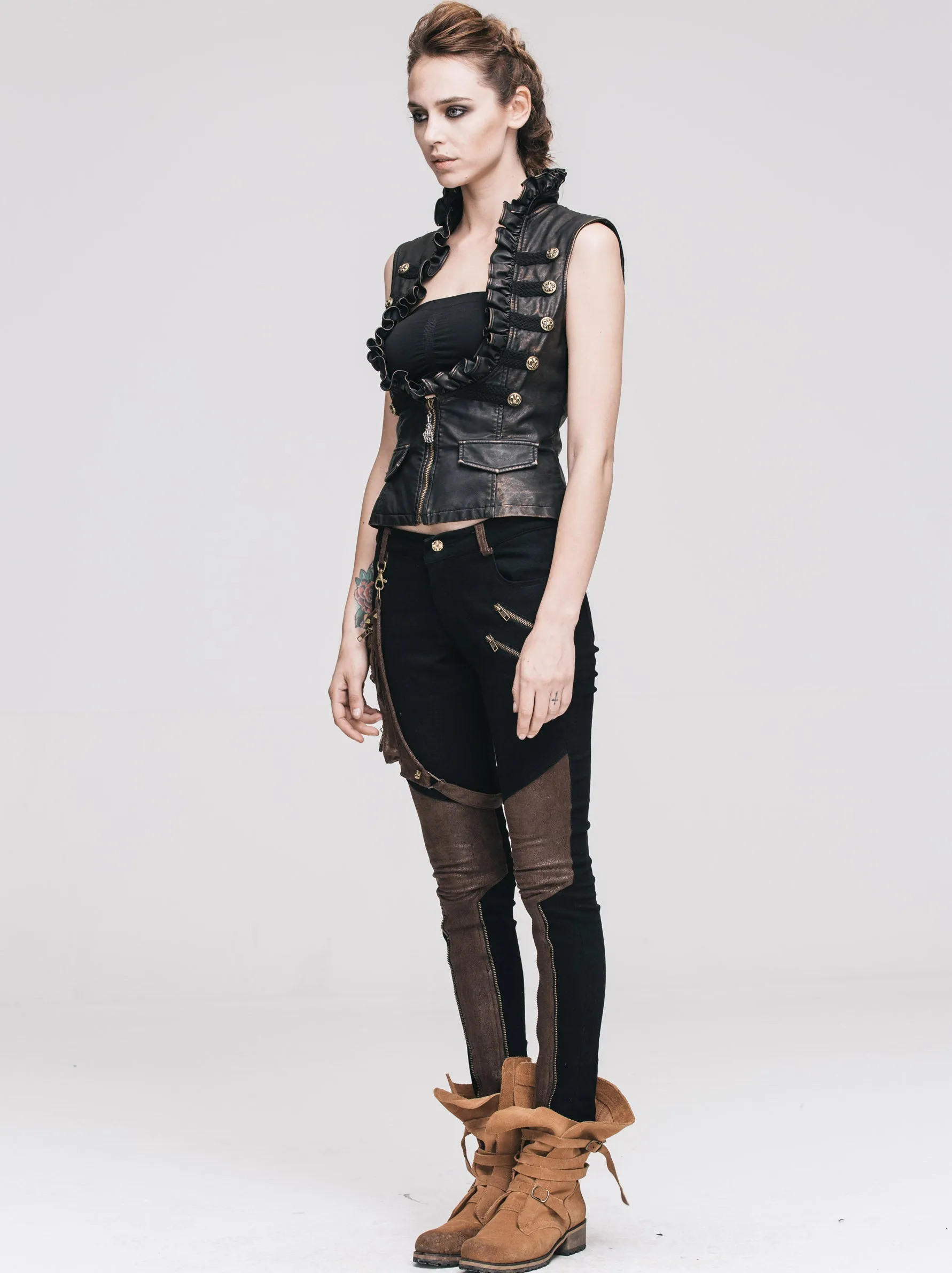 Zipped Steampunk Skinny Pants