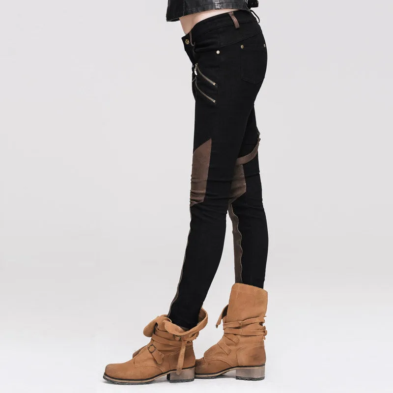 Zipped Steampunk Skinny Pants